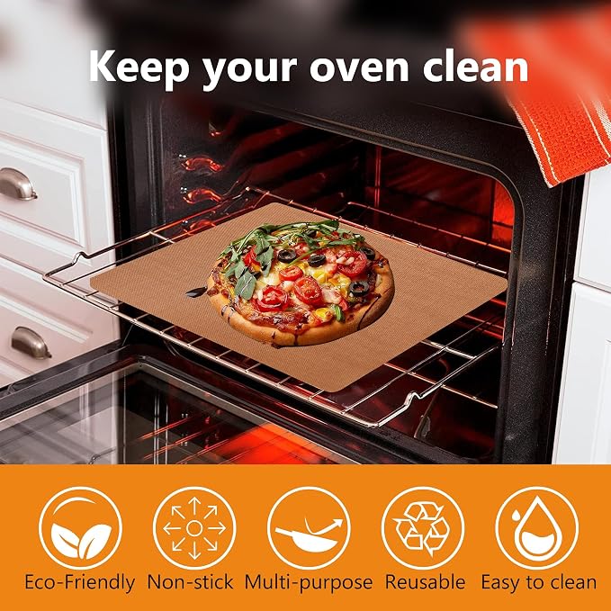 UBeesize 4 Pack XL Thickened Copper Oven Liners for Bottom of Oven, Reusable 17x25 Inch Heavy Duty Non Stick Teflon Oven Mats BPA & PFOA Free, Fit Electric Gas Toaster Convection Ovens Grills