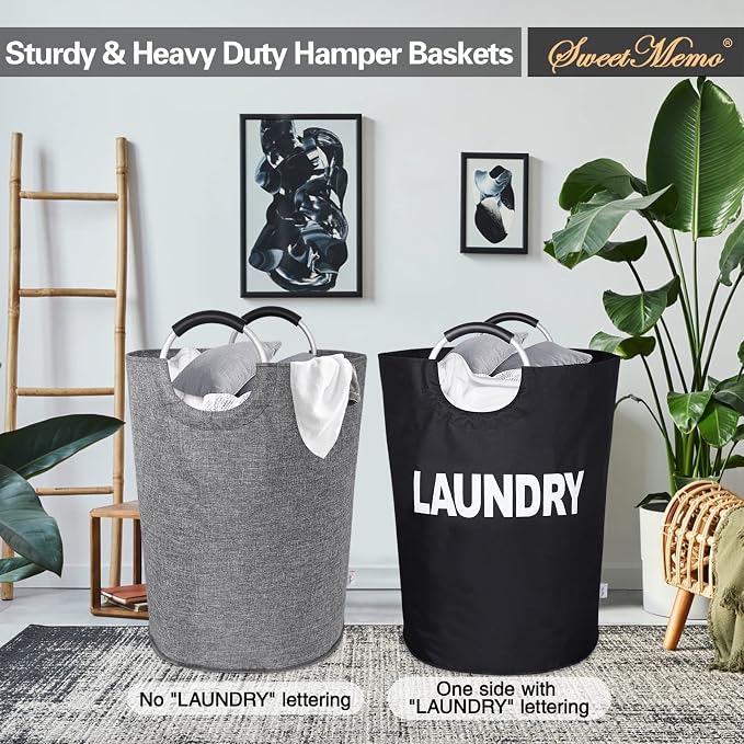 Oversized Laundry Basket, Huge Laundry Hamper Bag with Handles, 160L Black | Freestanding Tall Dirty Clothes Hamper, Collapsible and Portable Laundry Bin for Dorm and Bedroom, Thick Double layer Fabric