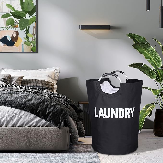 Oversized Laundry Basket, Huge Laundry Hamper Bag with Handles, 160L Black | Freestanding Tall Dirty Clothes Hamper, Collapsible and Portable Laundry Bin for Dorm and Bedroom, Thick Double layer Fabric
