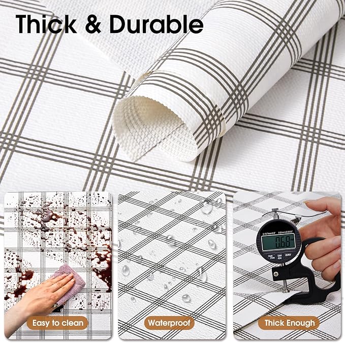 Beautysaid Shelf and Drawer Liner for Kitchen Cabinet Non Adhesive Non Slip | Shelf Paper Waterproof Washable Thickened for Dresser Pantry Shelve Bathroom Protector Liner(Plaid,23.6 in x 20 FT)