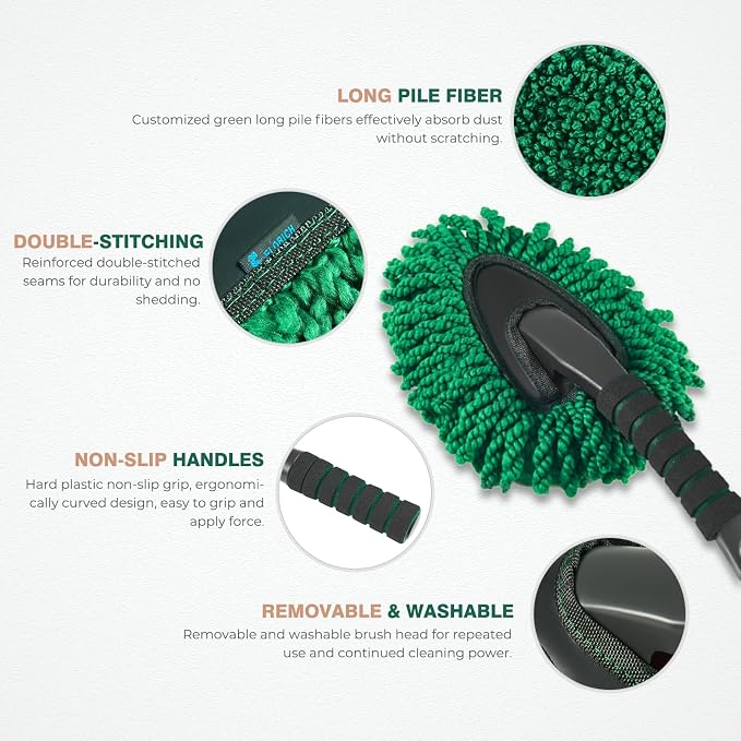 FLORICH Microfiber Car Duster Large Extendable Car Duster Exterior Scratch Free for Cars RV Truck Bike