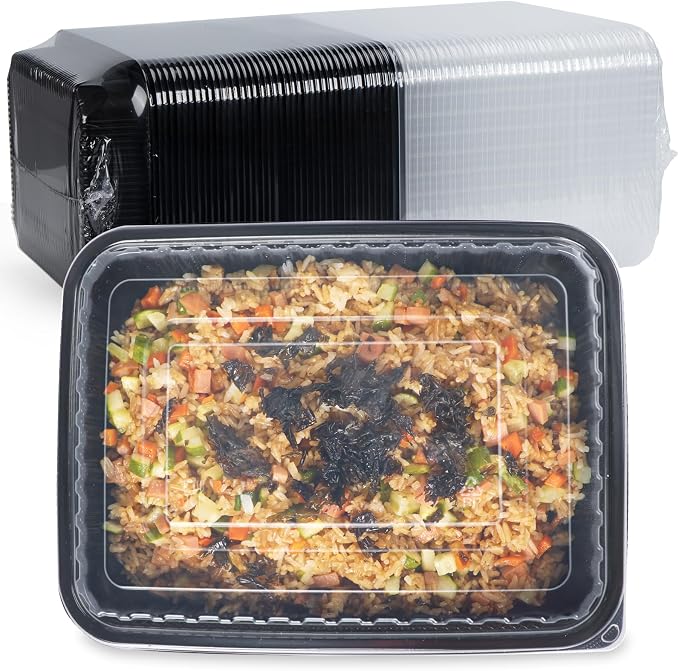 40-Pack 48oz Meal Prep Containers - Shrink Wrap Ready To Use | Large Leakproof Single Compartment To Go Boxes | BPA-Free, Microwave & Freezer Safe | Heavy-Duty Catering & Leftover Storage