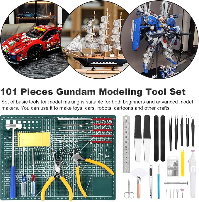 Fippy 101PCS Gundam Model Tools Kit, Hobby Building Tools Kit for Gundam Basic Model Assembling, Building and Repairing
