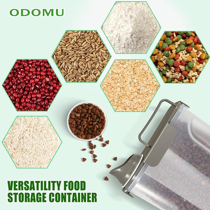 Dog Cat Food Storage Container, Pet Food Pourable Container Airtight with Large Spout & Cup, BPA-Free Plastic Food Dispenser for Pet Food, Bird Seed, Rice, Flour (Dark Olive, 5L)