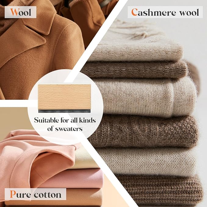 Cashmere Comb, Double Edge Sweater Pill Remover for Wool & Fabric 2 PCS | Beech Wood Sweater Shavers to Remove Pilling,Pilling Remover for Clothes, Fuzz Lint Remover for Cashmere & Home Textiles