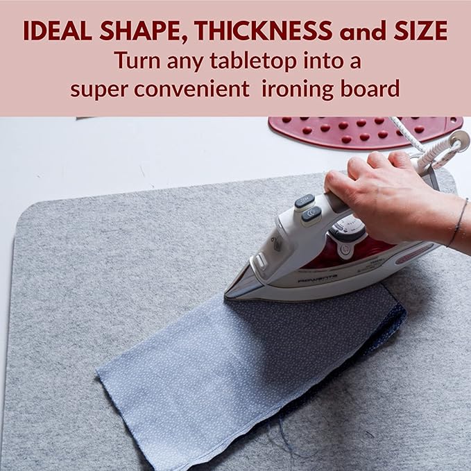 Madam Sew Natural Wool Pressing mat for Quilting |100% Wool Felt Ironing Pad | Wool Ironing Mat for Quilters,Crisp Seams on Quilt Blocks,Sewing Projects & Embroidery- Ironing mat for Sewing XL17”x24”