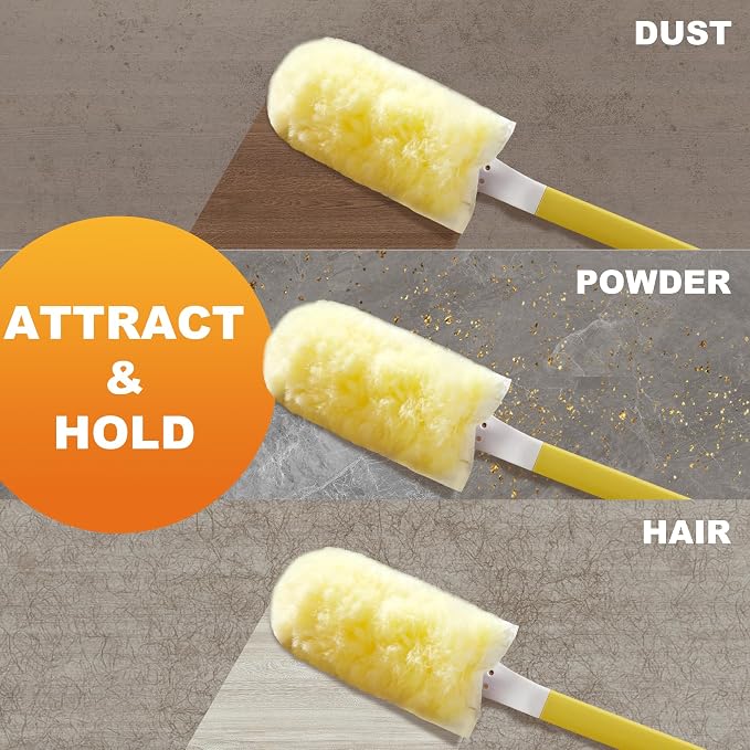Heavy Duty Duster Refills for Swiffer Duster, 24 Count Yellow Refills with 1 Handle, Disposable Dusters for Cleaning Electronics, Furniture, Blinds