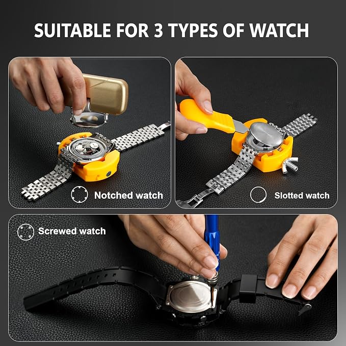 JOREST Watch Repair Kit + Watch Press Tool, Battery Replacement, Strap Adjustment, Wrench Opening Back Cover, Case Opener/Closer, Link Remover Sizing Bracelet, Screwdriver Band Pin Removal, Spring Bar