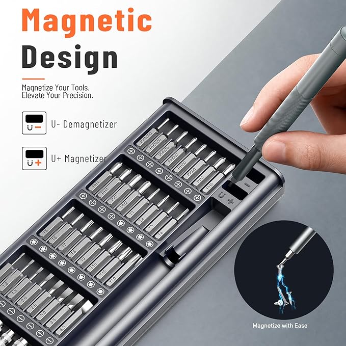 KATERK 80-in-1 Small Screwdriver Set Precision Mini Magnetic Repairs Tool | 78 Magnetic Bits, Resist Wear, Don't Strip Easily, Compact Organized Size, Repair Kit for Glasses, Laptop, iPhone, Watch