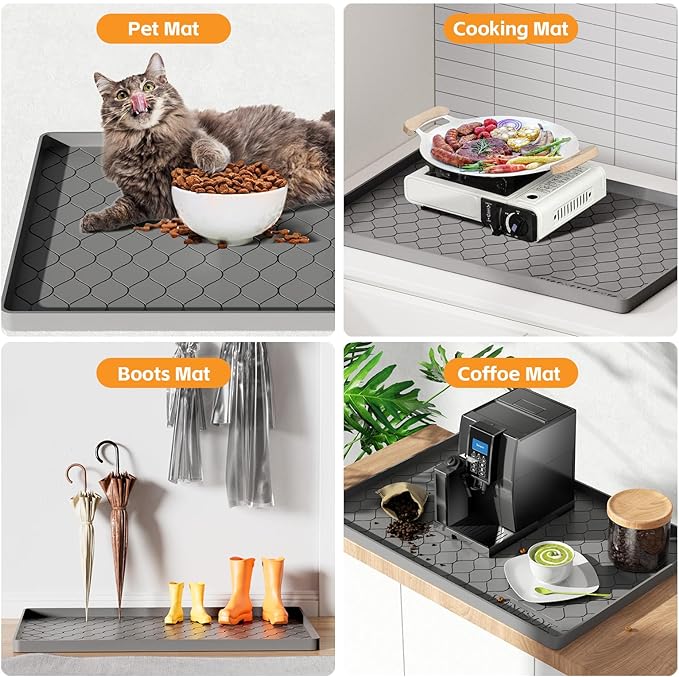 Winisok Silicone Under Sink Mat 28" x 19", kitchen Essentials and Gadgets, Shelf liner and Cabinet Protector, Home Organizers and Storage, Waterproof Bathroom Tray