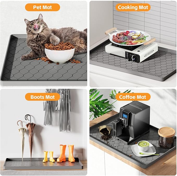 Winisok Silicone Under Sink Mat 37" x 22", kitchen Essentials and Gadgets, Shelf liner and Cabinet Protector, Home Organizers and Storage, Waterproof Bathroom Tray