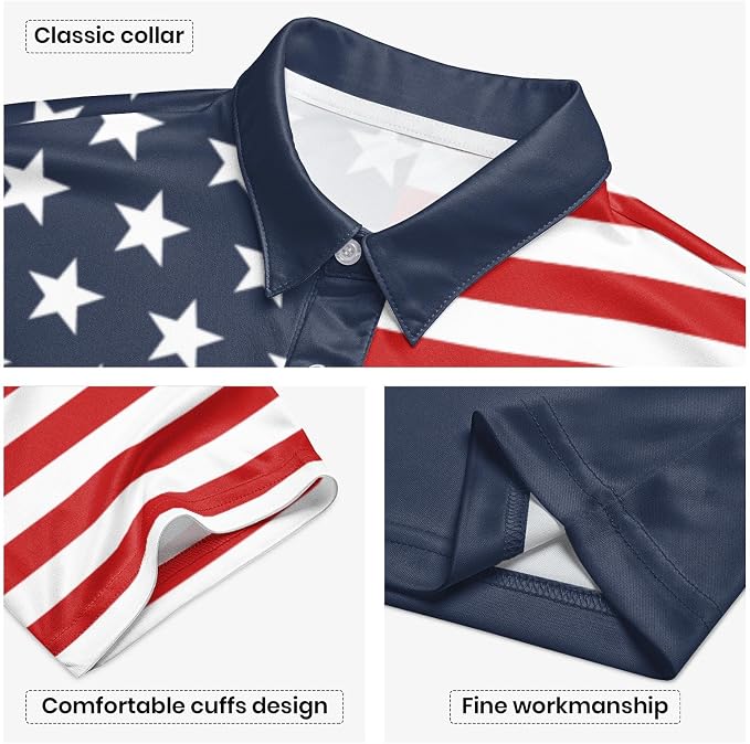 Polo Shirts for Men Moisture Wicking Mens Polo Shirts Patriotic Shirts for Men