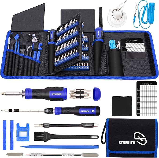 STREBITO 191-Piece Multi-Bit Screwdriver, Precision Screwdriver Set(Blue) | 1/4'' Nut Driver Home Improvement Tool Electronic Repair Kit for Computer, Phone, Laptop, PC, Cell Phone, PS4, Xbox, Nintendo