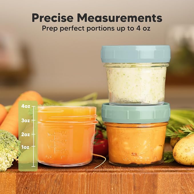KeaBabies 6pk 4oz Glass Baby Food Containers with Lids, Leak-Proof (Musk Dusk) | Microwavable Small Glass Jars, Baby Purees, Toddler Snack Storage Containers, BPA-Free, Dishwasher-safe, Freezer Safe