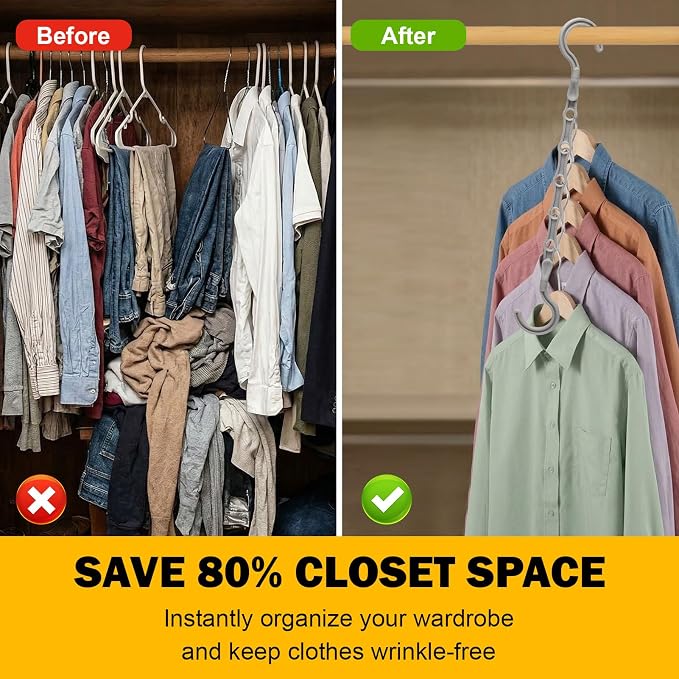 12 Pack College Dorm Room Essentials for Girls Guys, Closet Organizers | Closet Organizers and Storag, Stronger Space Saving Hangers Clothes Hanger, 5 Holes, Magic Home Organization