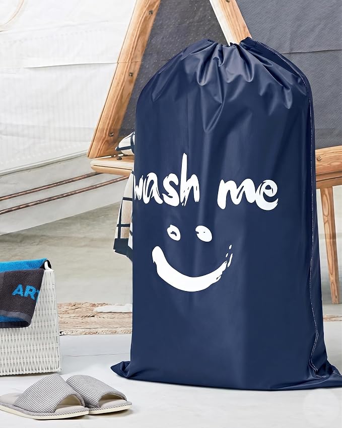 HOMEST 2 Pack XL Laundry Bag 28" x 40", Extra Large Dirty Clothes Organizer | Holds 3-4 Loads, Machine Washable Drawstring Laundry Bag for Dorm, Camp, Laundromat, Family, Travel,Blue & Sky Blue