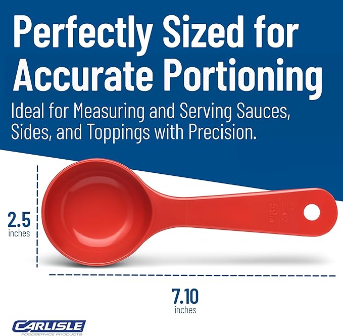 Carlisle FoodService Products Measure Miser Solid Measuring Spoon with Short Handle, 2 Ounces, Red (Pack of 12)