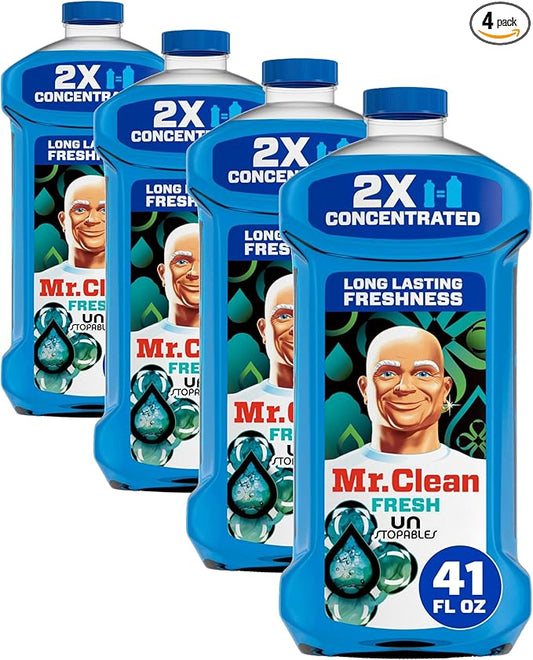 Mr. Clean 2X Concentrated Multi Surface Cleaner with Unstopables Fresh Scent 41 fl oz (Pack of 4)
