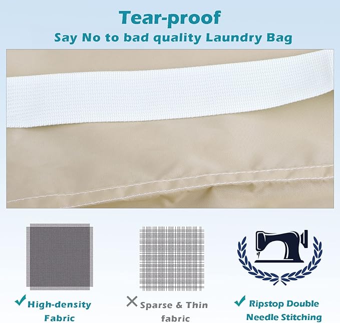 Coomee Heavy Duty Laundry Bag, 2 Pack XL Nylon Laundry Bags with Straps | Extra Large Laundry Bags, Drawstring Closure, Washable Large Dirty Clothes Organizer, Travel Bag Fits a Laundry Hamper