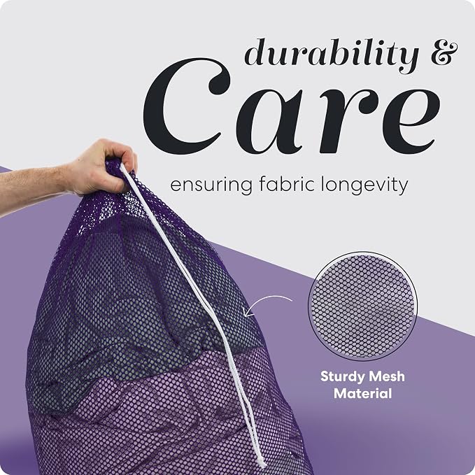Handy Laundry Mesh XL Laundry Bag - Durable, Machine Washable with Secure Drawstring Closure - Perfect for College Dorms, Laundromats, Apartments (Purple, Large 24" x 36") | XL 24x36 Mesh Laundry Bag, Secure Drawstring, Heavy Duty, Machine Washable, fo...
