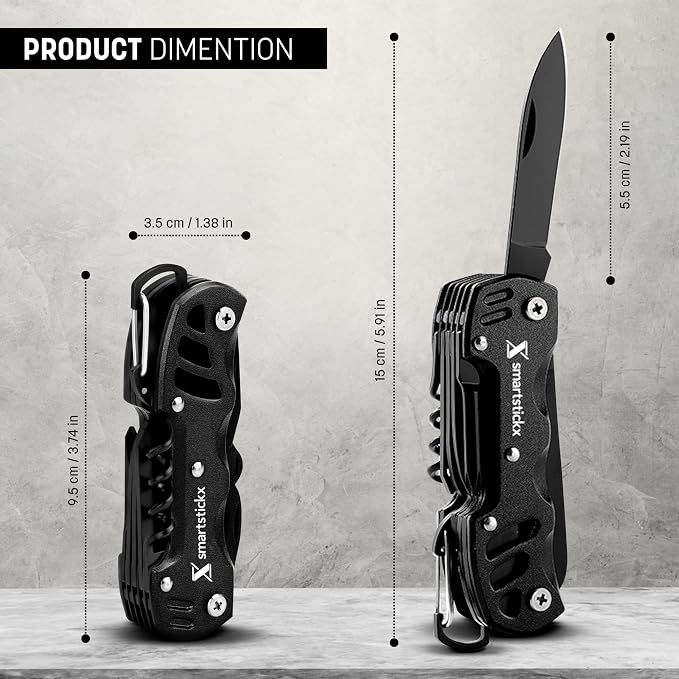 16-in-1 Black Swiss Army Knife – Military Grade Steel Multitool | Fish Scaler, Bottle Opener, Scissors, Saw, Screwdrivers, Keychain Ring, Anti-Oxidation Coating, Compact EDC Pocket Size