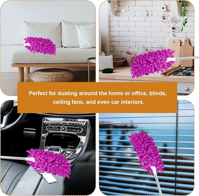 2pcs Duster Refills, Microfiber Dusters Heavy Duty Refills 360 Ceiling Fan Duster Replacements Reusable Hand Dusters for Cleaning (Purple)