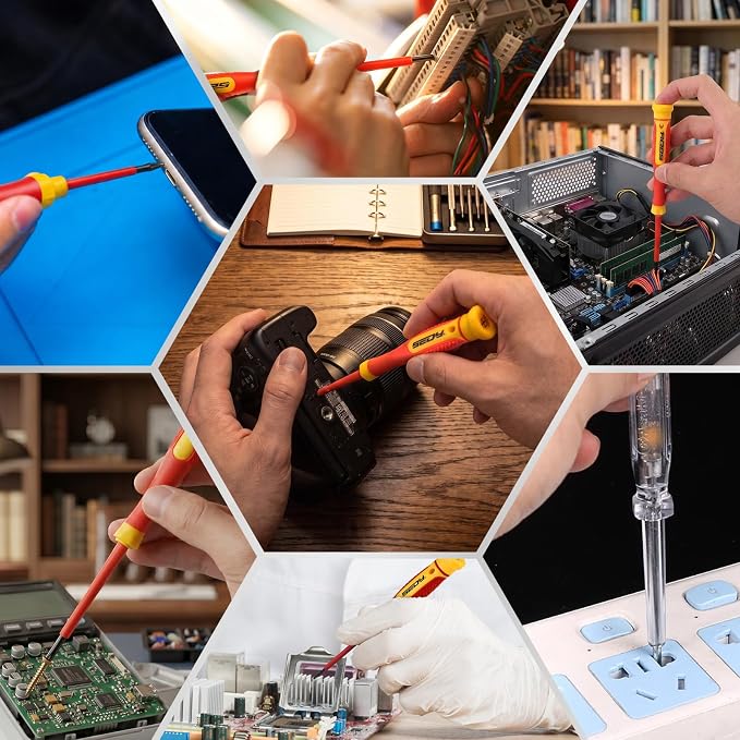 14-Piece Precision Screwdriver Set, Repair Tool Kit with Phillips, Torx and Slotted Screwdrivers, Voltage Test Screwdriver for Electronics, Eyeglasses, Watches, Small Repairs, DIY Use and Tool Set