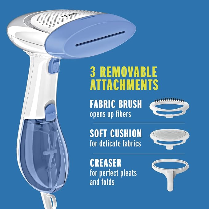 Conair Handheld Garment Steamer for Clothes, ExtremeSteam 1200W, Portable Handheld Design, White/Blue (Pack of 2)