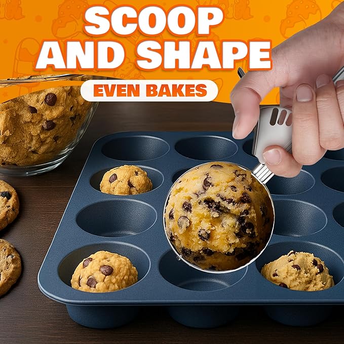 4 oz Large Ice Cream Scoop with Trigger Release #8 - Stainless Steel Cookie Scoop for Baking, Ice Cream & Cookie Dough, Comfort Grip Handle, Easy Release, Dishwasher Safe, Great as Mothers Day Gifts