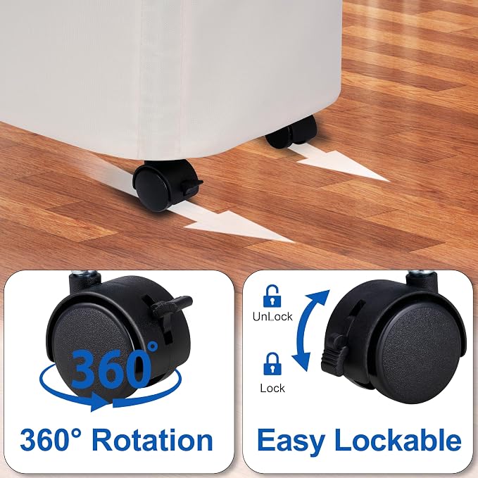 Slim Laundry Hamper with Wheels,15 Gal (55L) Rolling Laundry Basket with lid and wheels Clothes Hamper Foldable Tall Dirty Clothes Basket Sturdy Collapsible Clothes Hamper for Dorm,Laundry Room
