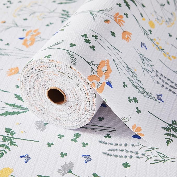 Beautysaid Shelf and Drawer Liner for Kitchen Cabinet Non Adhesive Non Slip | Shelf Paper Waterproof Washable Thickened for Dresser Pantry Shelve Bathroom Protector Liner(Floral,12 in x 20FT)