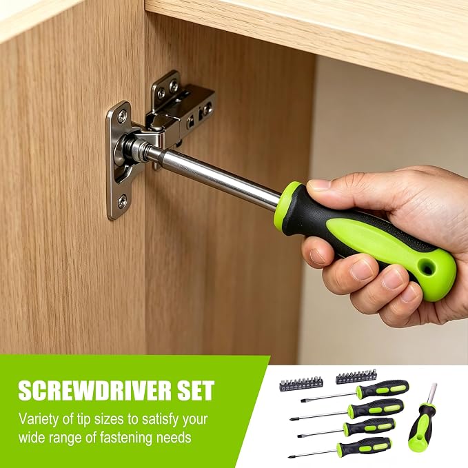 FASTPRO 236-Piece Home Repairing Tool Set, Mechanics Hand Tool Kit with 12-Inch Wide Mouth Open Storage Bag, Household Tool Set for DIY, Home Maintenance, Green
