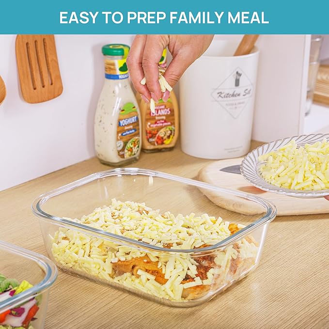 Vtopmart 1Pack 2260ml/76.4oz Extra Large Glass Storage Container with Lid | Meal Prep Food Container Set, Snap Airtight Lids for Baking, Microwave, Oven, Leak Proof, for Freezer, Dishwasher, BPA Free