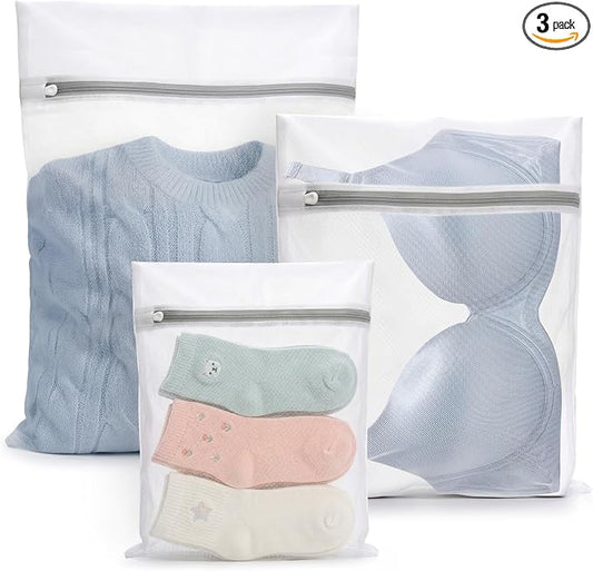 Muchfun 3Pcs Durable Fine Mesh Laundry Bags for Delicates | (1Large, 1Medium, 1Small)