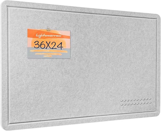 Felt Bulletin Board 36x24 inches, Decorative Pin Board for Home & Office | Cork Board Alternative for Wall with Push Pins, Display Mood Board for Photos, Notes & Reminders
