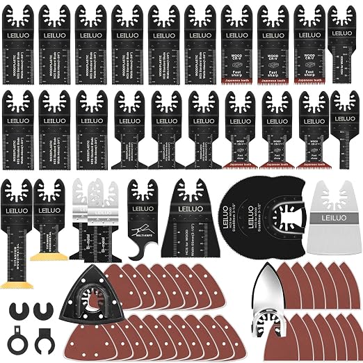 156 Pcs Oscillating Saw Blades Titanium Oscillating Tool Blade Cut Sand Scrap Universal Multitool Blades Accessories Kit Compatible with DeWalt Milwaukee Makita and More