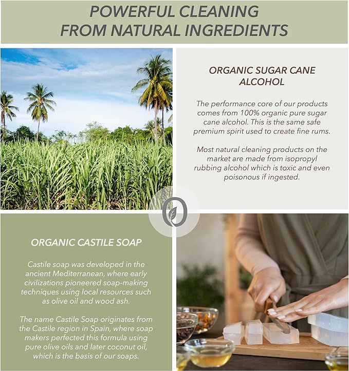 Non-Toxic Stone & Quartz Cleaner - Natural Organic Ingredients that Truly Perform - 24oz - Light Coconut & Tea Tree Scent