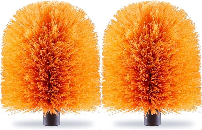 2 Pack Screw on Webster Cobweb Duster Head for Pole,Spider Web Brush, Cobweb Duster Head Attachment,Fits Standard 3/4 inch Threaded Poles (2, Orange)