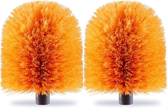 2 Pack Screw on Webster Cobweb Duster Head for Pole,Spider Web Brush, Cobweb Duster Head Attachment,Fits Standard 3/4 inch Threaded Poles (2, Orange)