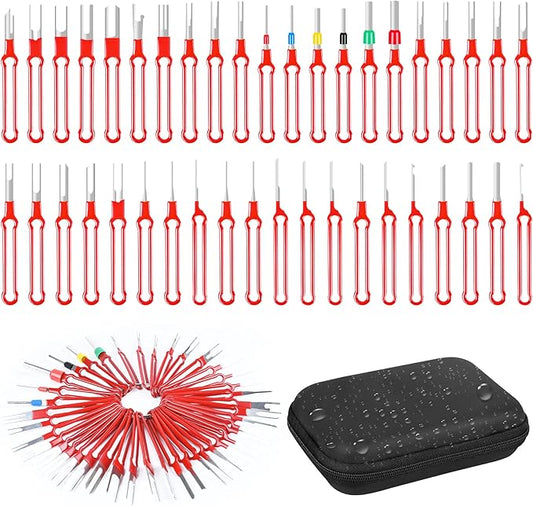 Terminal Removal Tool Kit 41 Pcs Depinning Tool Electrical Connector Pin Removal Tool Kit Pin Extractor Tool Set Wire Terminal Release Tool for Automotive Car Household Devices - Red