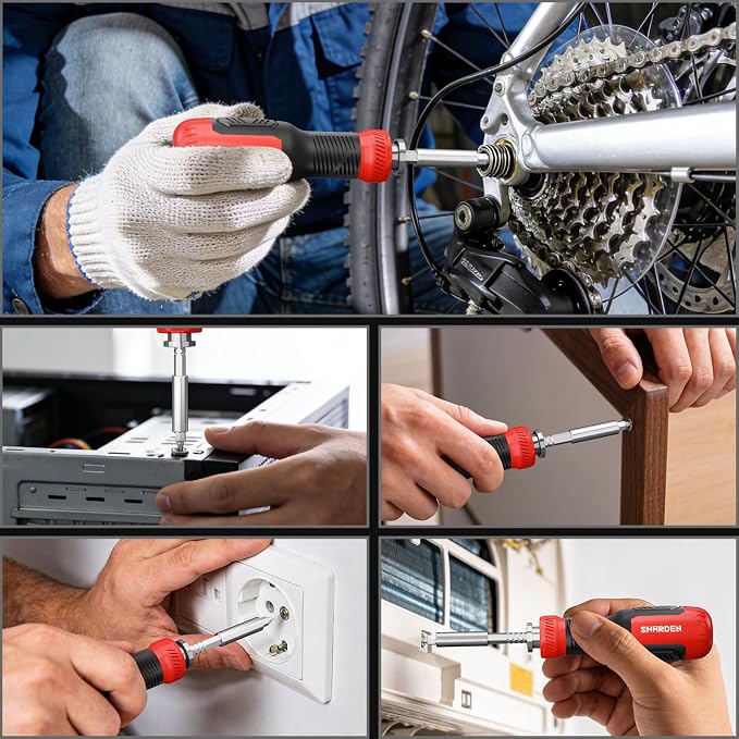 Multi ScrewDriver Set 26 in 1 All in One Adjustable Screw Driver | Telescoping Screw Driver with 12 Double Ended CRV Bits Phillips Slotted Torx Hex Portable Repair Kit for Home Bike Computer