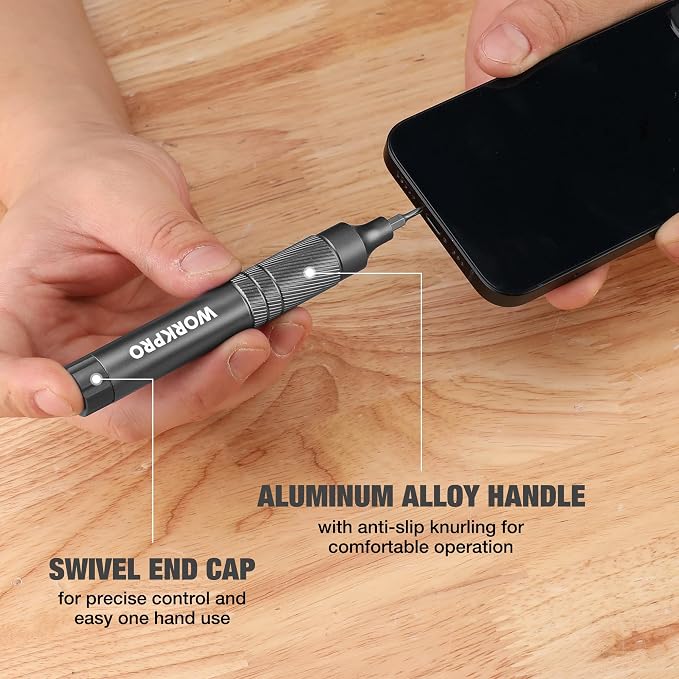 WORKPRO 24 in 1 Multi Bit Mini Screwdriver Set Magnetic, Grey | Manual Pen Screwdrivers, Tough S2 Steel Small Screwdriver Bits for Eyeglass, Watch, Laptop, Phone, Jewelry and Electronic