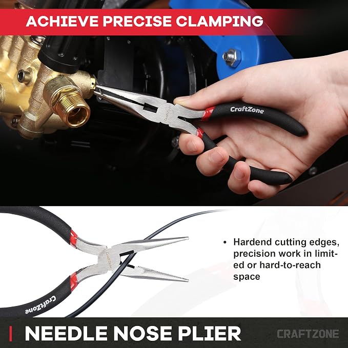 10PC Pliers and Wrench Set with Storage Rack – Includes Channel Lock | Long Needle Nose | Diagonal Cutter | Groove Joint | Linesman & Mini Plier, Carbon Steel Tool Kit for DIY and Home a Gift for Man