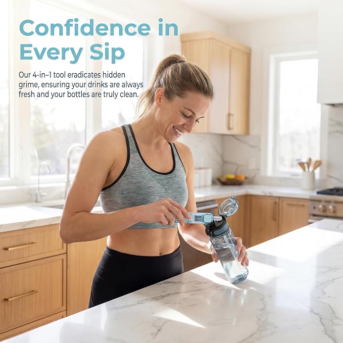 VIDONIO 4 in 1 Cup Lid Gap Cleaning Brush - 2025 Multifunctional Insulation Bottle Cleaning Tools, Mutipurpose Tiny Silicone Cup Holder Cleaner, Home Kitchen Cleaning Tools