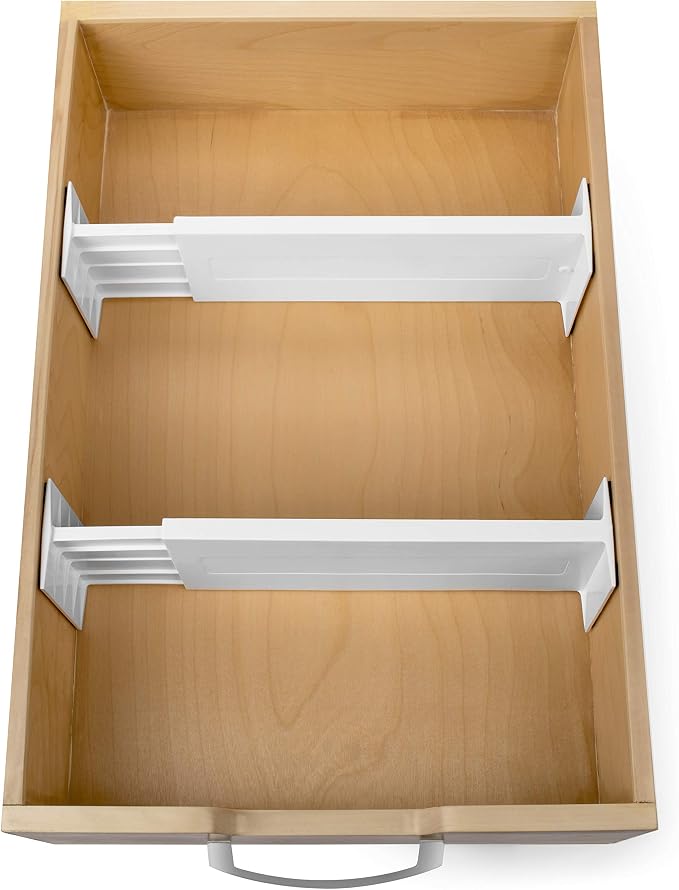Dial Industries Adjustable Dresser Drawer Clothes Organizer Dividers, Set of 2, 4.5" Deep | Slides apart to fit drawers of any length, Separates socks, underwear and small items, Great for bedroom or bathroom drawers