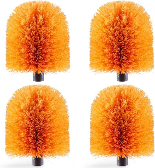 4 Pack Screw on Webster Cobweb Duster Head for Pole,Spider Web Brush, Cobweb Duster Head Attachment,Fits Standard 3/4 inch Threaded Poles (4, Orange)
