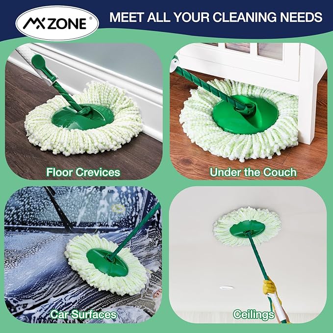 4 Pack Spin Mop Head Replacement Compatible with Libman Tornado, Microfiber Mop Head for Libman Tornado Spin Mop System, Machine Washable Mop Refill Head, Easy to Replace