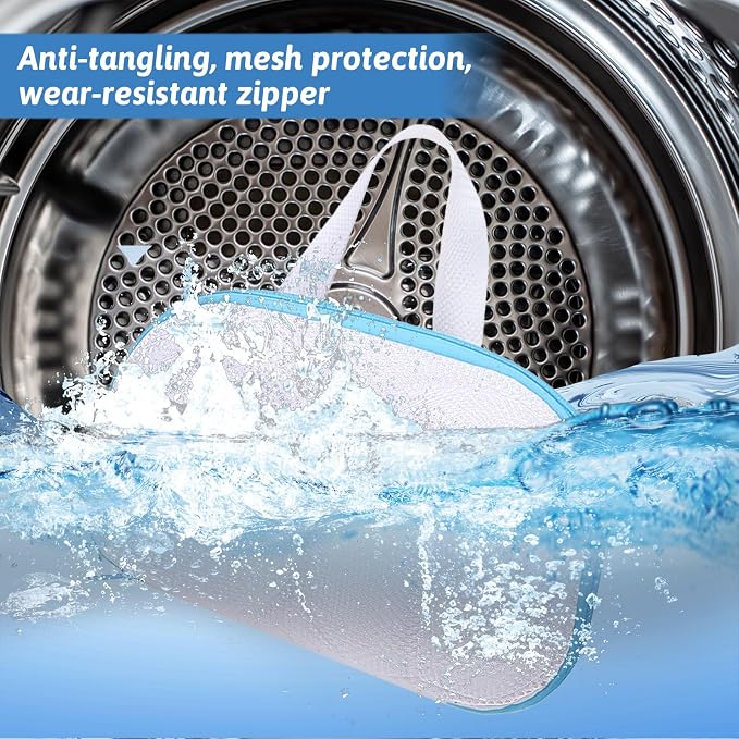 Bra Washing Bag, 2 Pcs Mesh Bra Laundry Bags for Washing Machine Lingerie Wash Bag with Zipper for Wash Delicates Underwear Brassiere (Blue, A Cups)