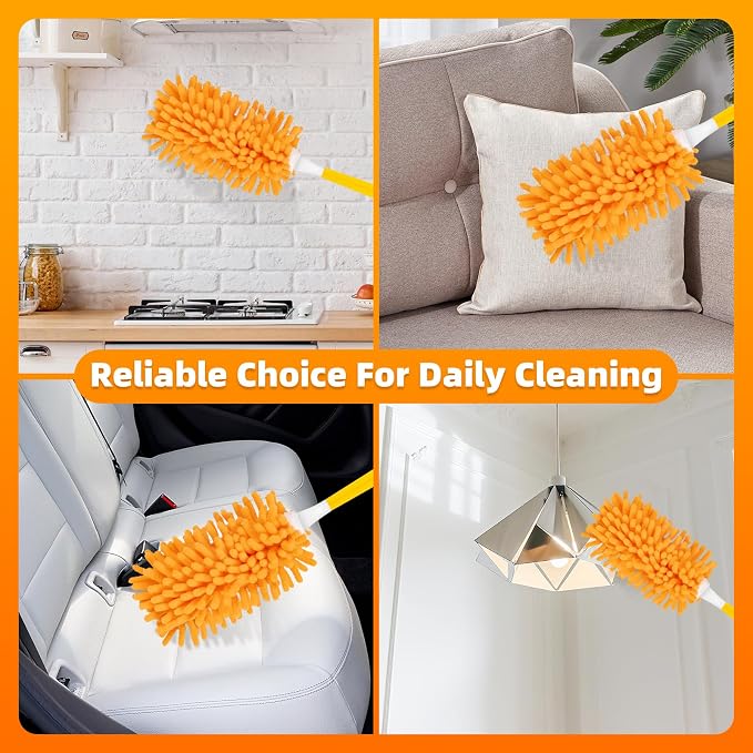 8 Pack Reusable Duster Refills Compatible with Swiffer Duster | Washable 360 Heavy Duty Microfiber Dusters, Include 1 Handle & Laundry Bag, Home & Office Cleaning and Dusting
