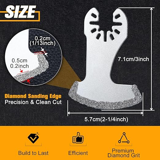 Diamond Oscillating Tool Blade, 3 PCS Oscillating Multi Tool Blade | For Removing Grout, Cleaning Mortar, Diamond Oscillating Blade, Diamond Grout Removal Blade, Grout Swing Blade